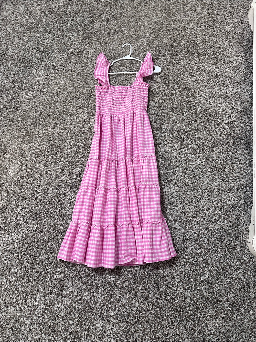 Classic Whimsey women’s pink Gingham Smocked Tiered Sundress size medium